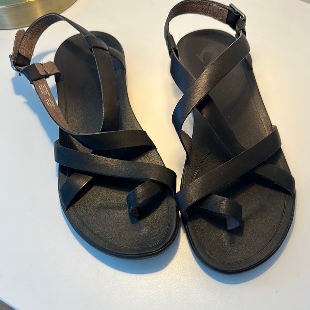 Women's Olukai Black Strappy Sandals